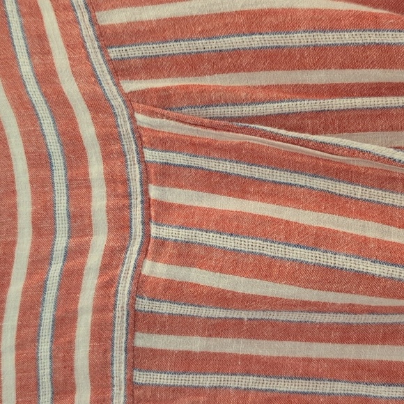 Lucky Brand XS Red and White Striped Button Down Shirt with Tie Back - Picture 9 of 10